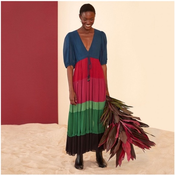 FARM Rio Dresses & Skirts - FARM Rio Color Blocked Maxi Dress Size L NWT